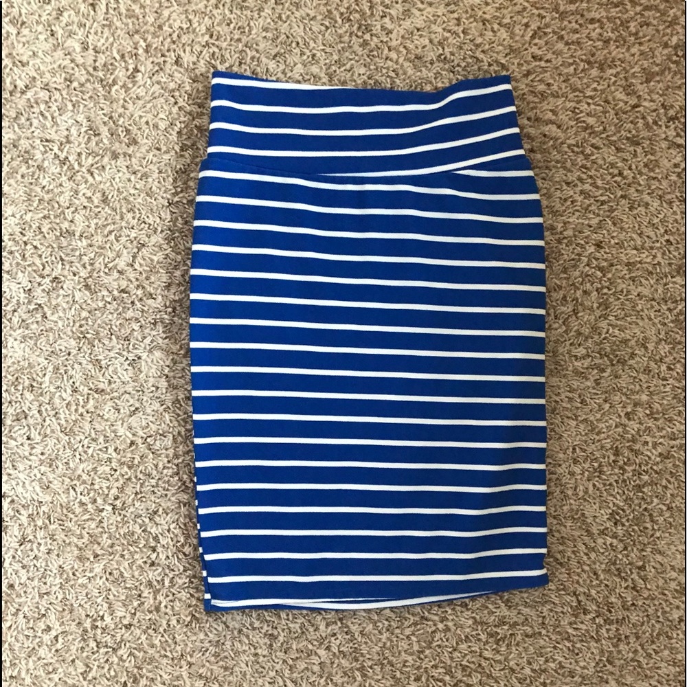 blue striped skirt